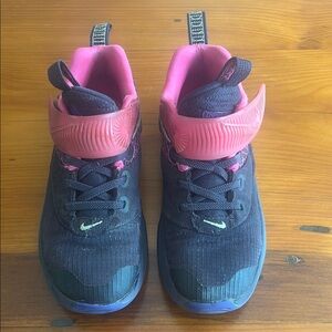 Nike Black and Pink Sneakers with Velcro Strap